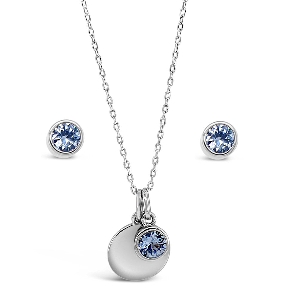 March Birthstone Sterling Silver Pendant